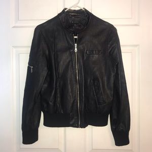 Faux Leather Bomber Jacket